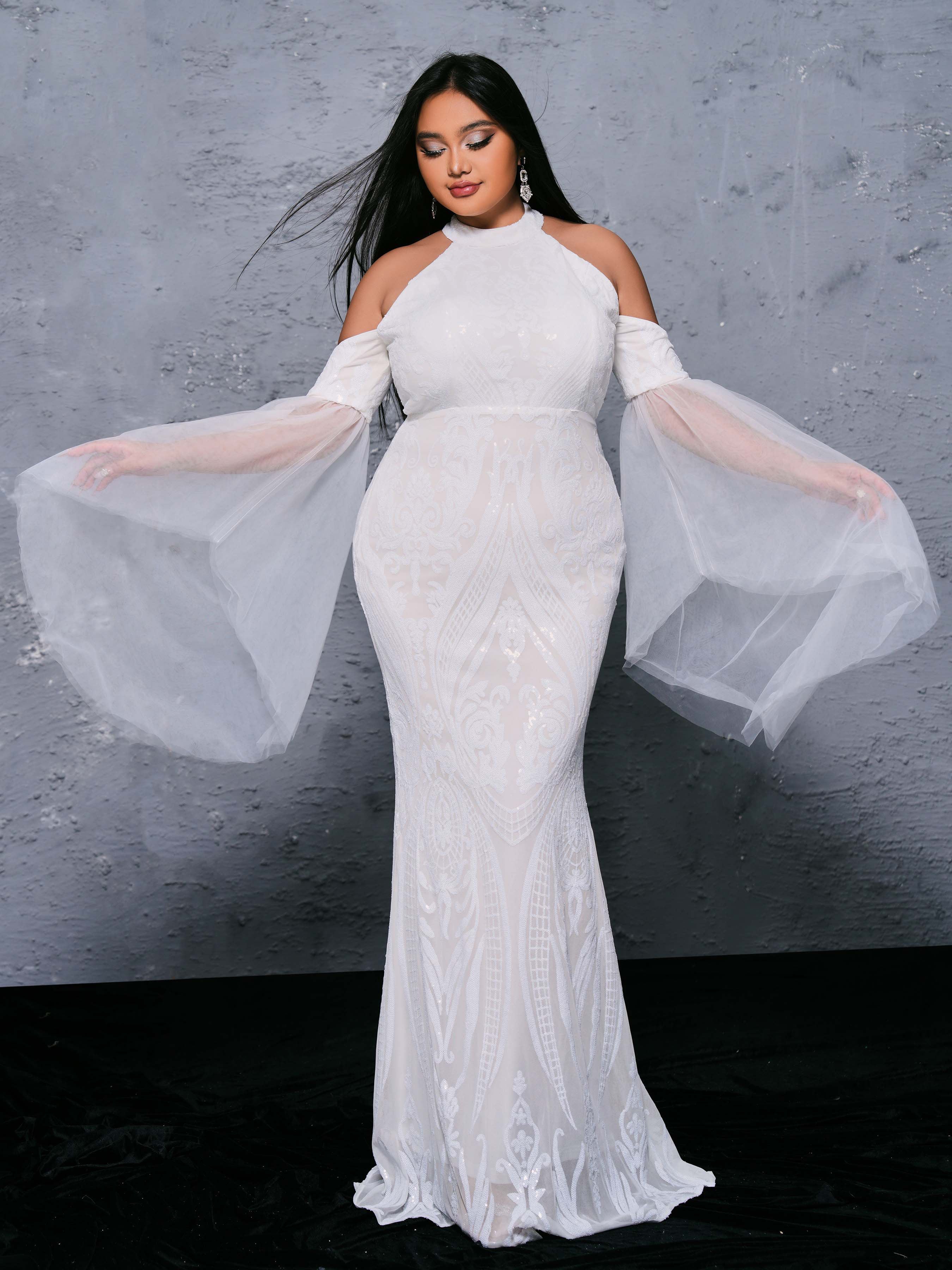 Plus Cold Shoulder Mermaid Formal Dress