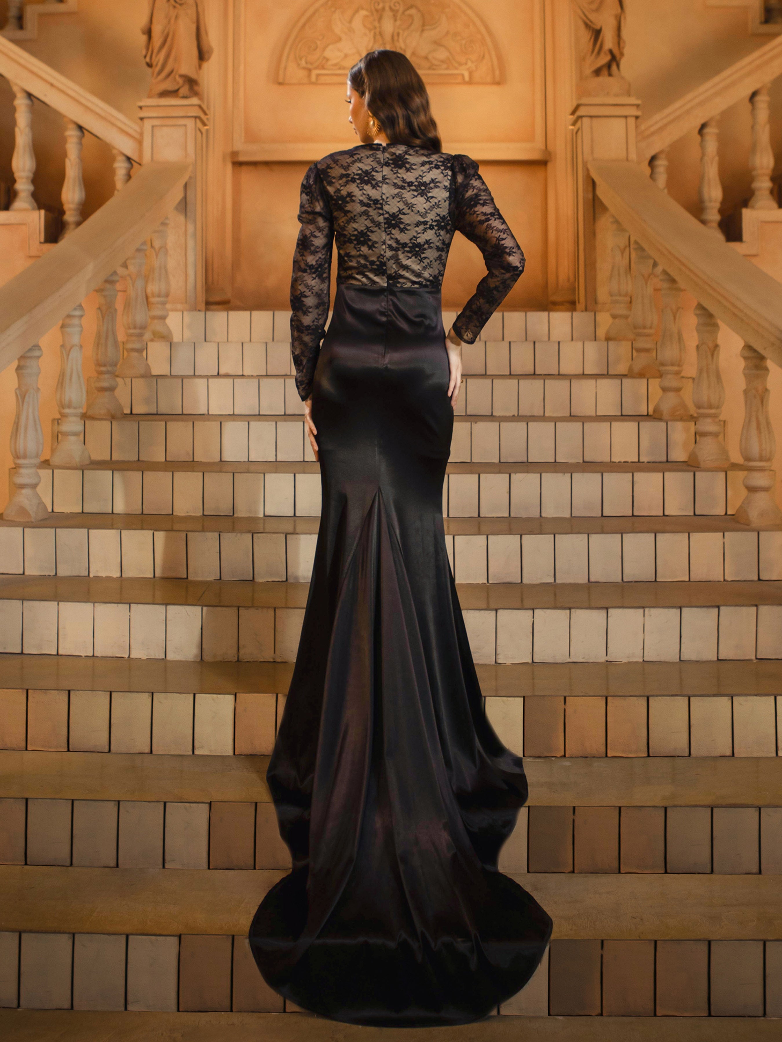 Black See-through Corset Elegant Evening Dress