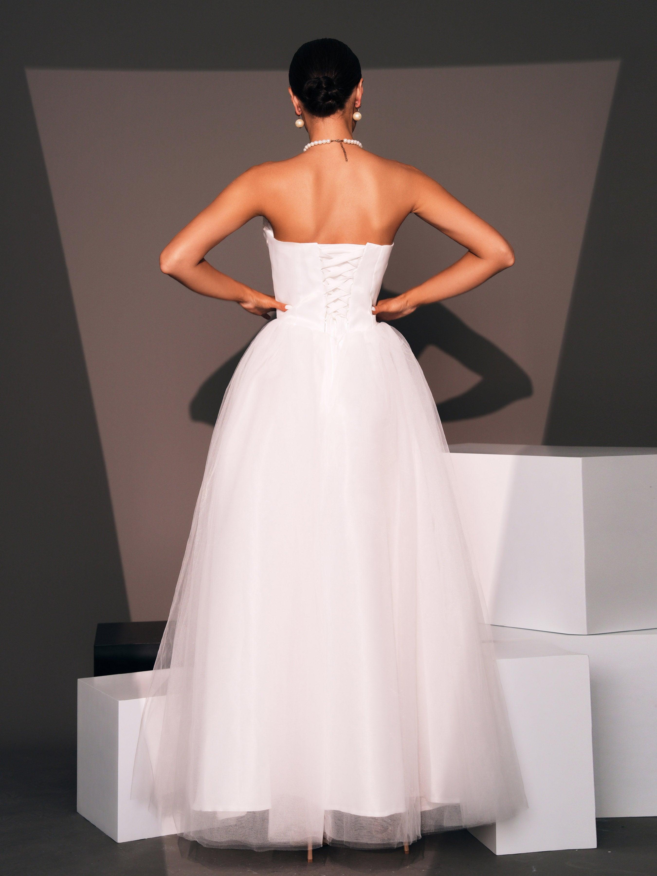 Embroidered Sheath Strappy Wedding Dress