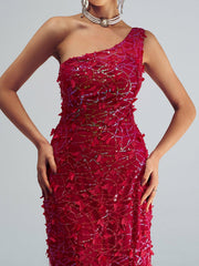 Butterfly Off Shoulder Sequin Mermaid Dress
