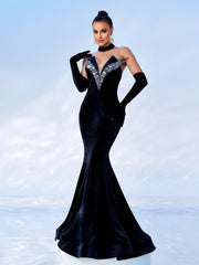 Velvet Sweetheart Neck Mermaid Evening Dress