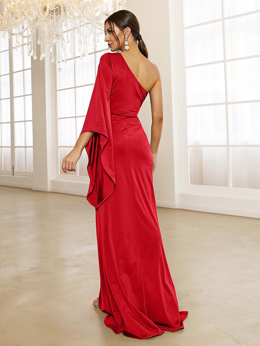One Shoulder Split Maxi Blue Mermaid Dress