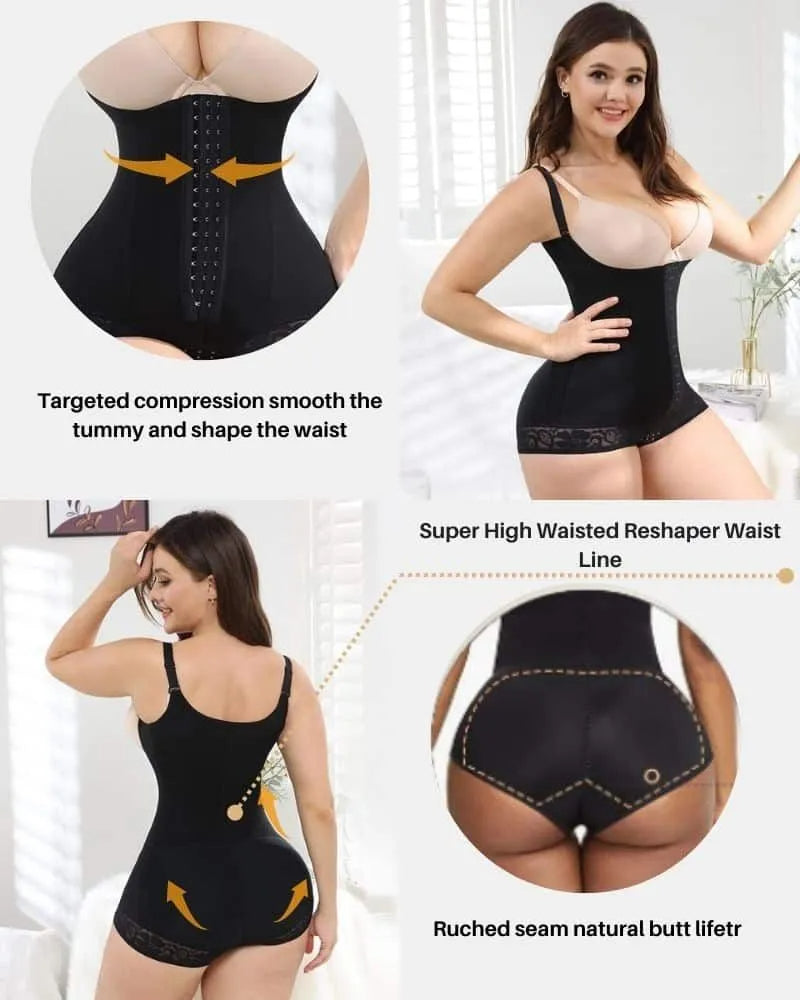 Tummy Control Low Back Open Bust Lace Shapewear