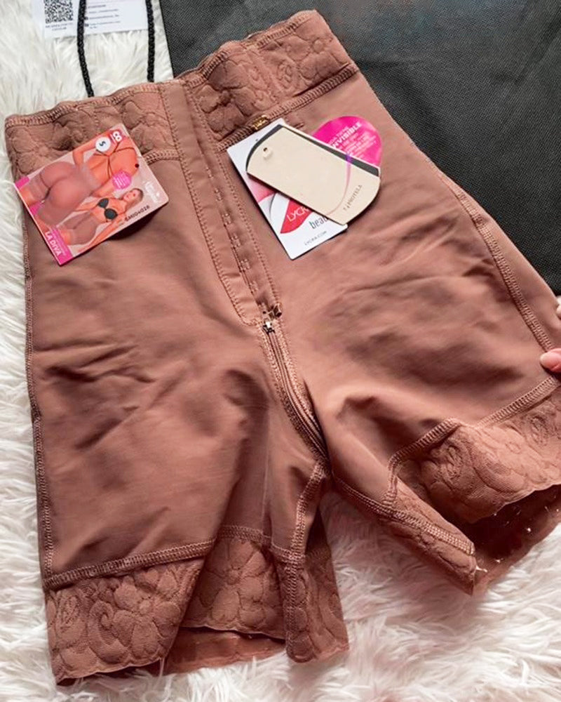 Hook-Eye Closure High Waist Shaping Shorts