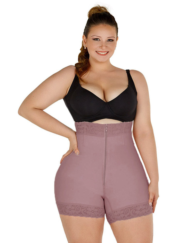 High Waist Front Zipper Booty Shaper Colombian Shapewear Short