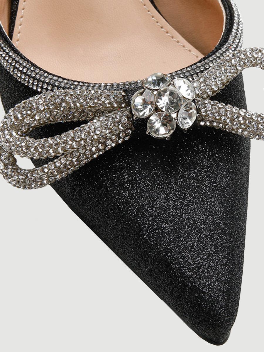 Rhinestone Bow Head Wrapped High Heels