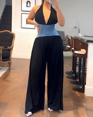 Halter Neck Waist Wide Leg Jumpsuit
