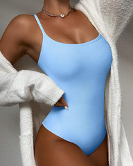 Ribbed Sleeveless Straps Bodysuit