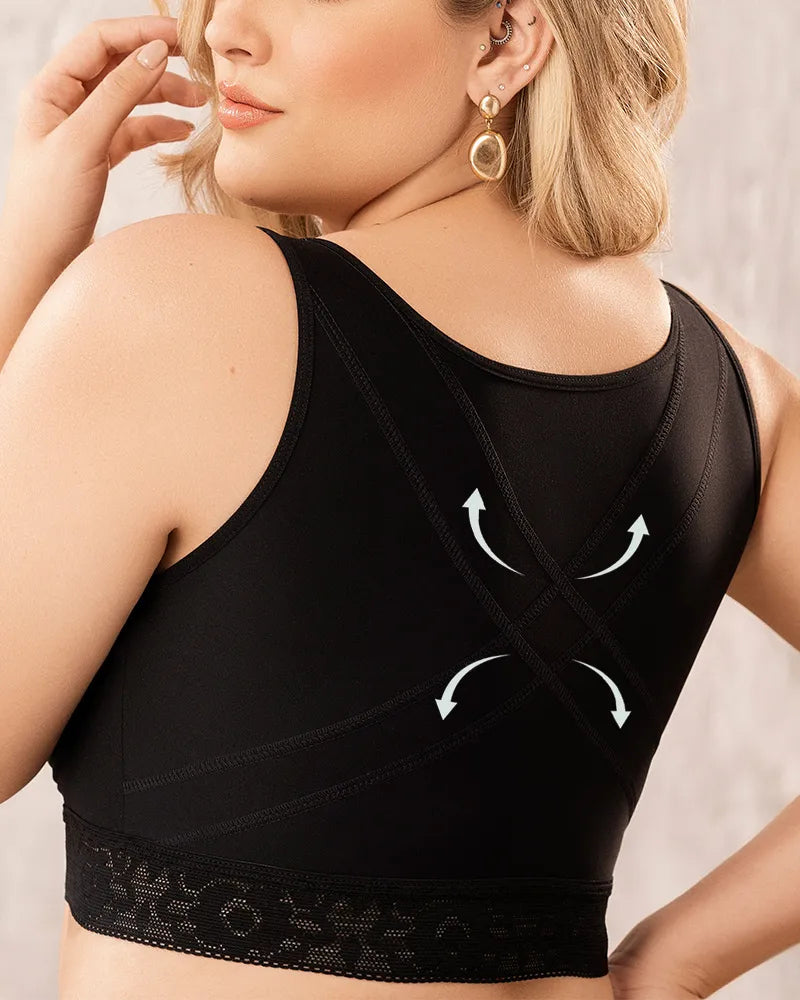 Back Support Front Hook Closure Full Cup Push Up Bra