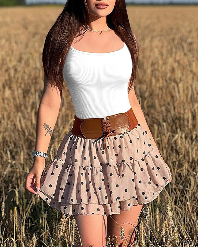 Ribbed Sleeveless Straps Bodysuit