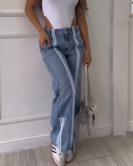 Loose Fit Jeans With Vertical Slits