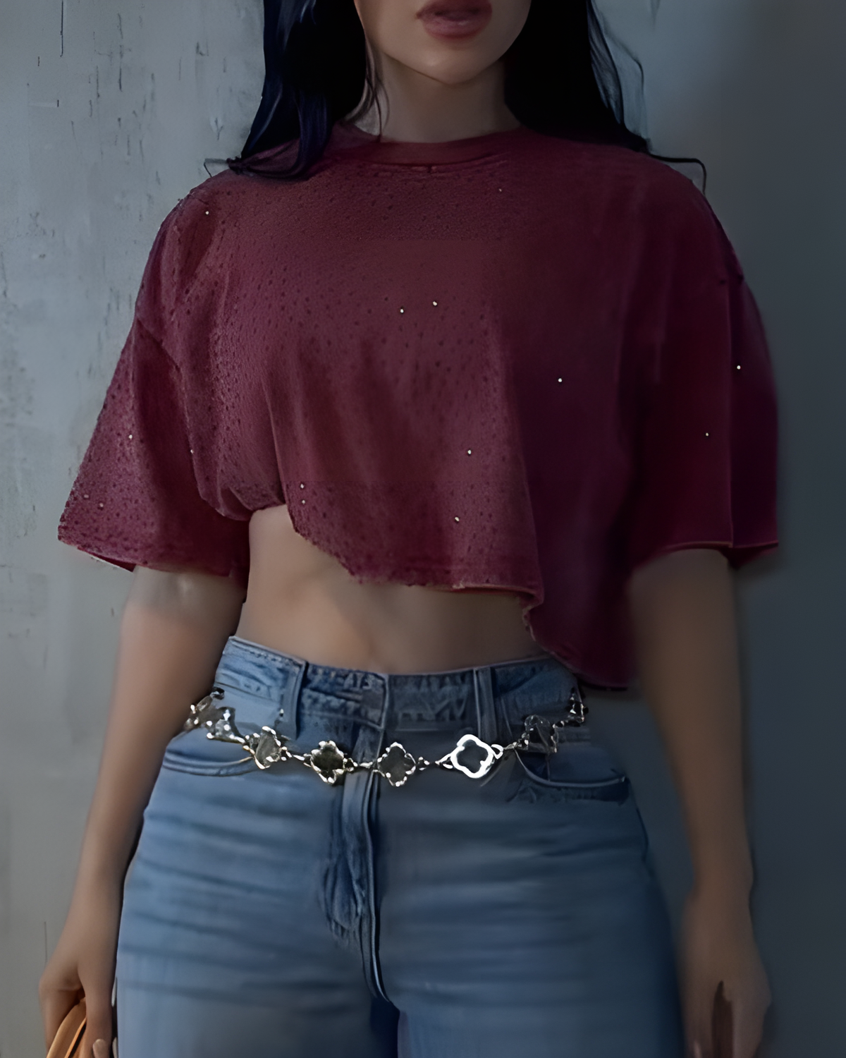 Shiny Rhinestone Short Sleeve T Shirt