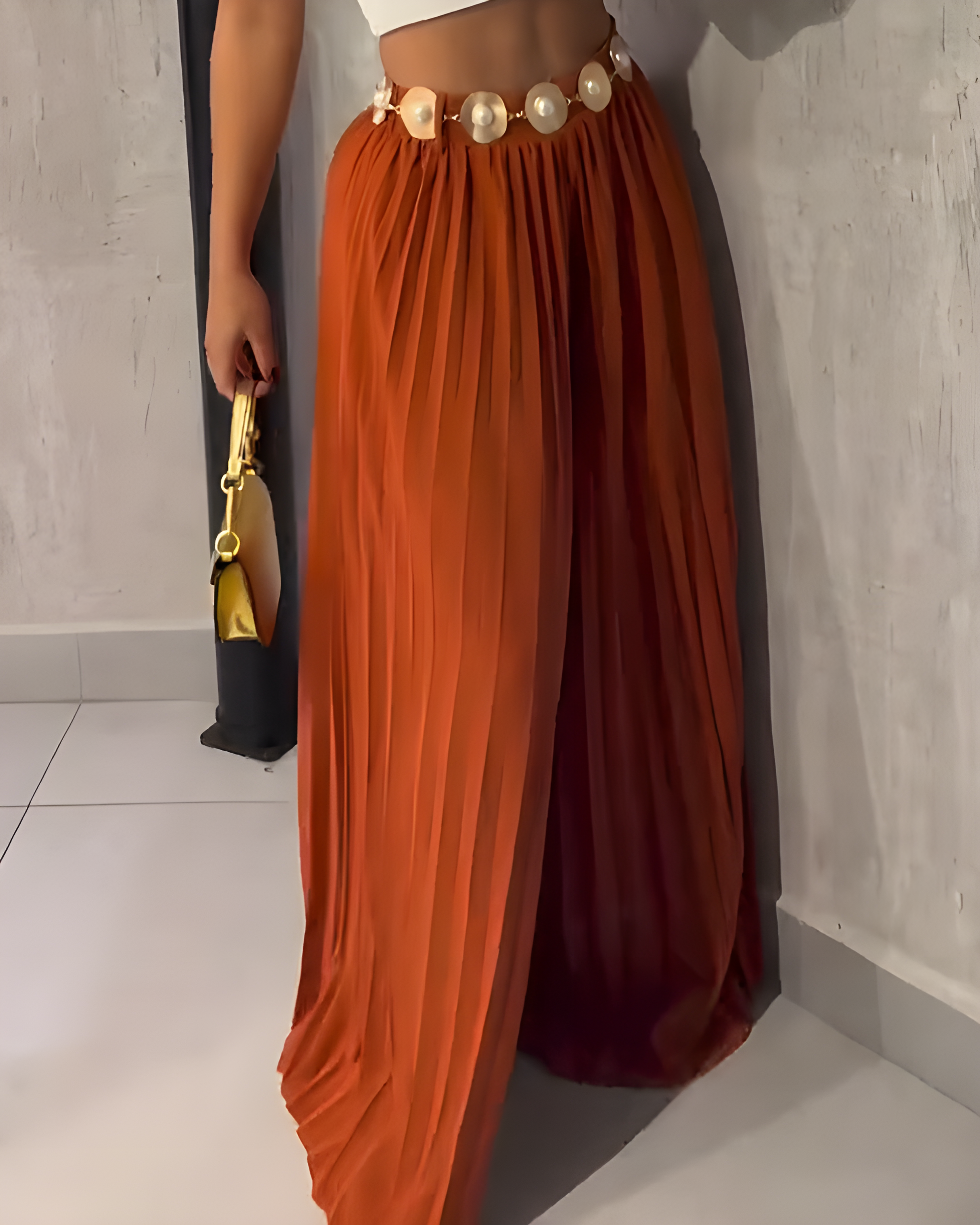 Casual Ruched Wide-Leg Pants