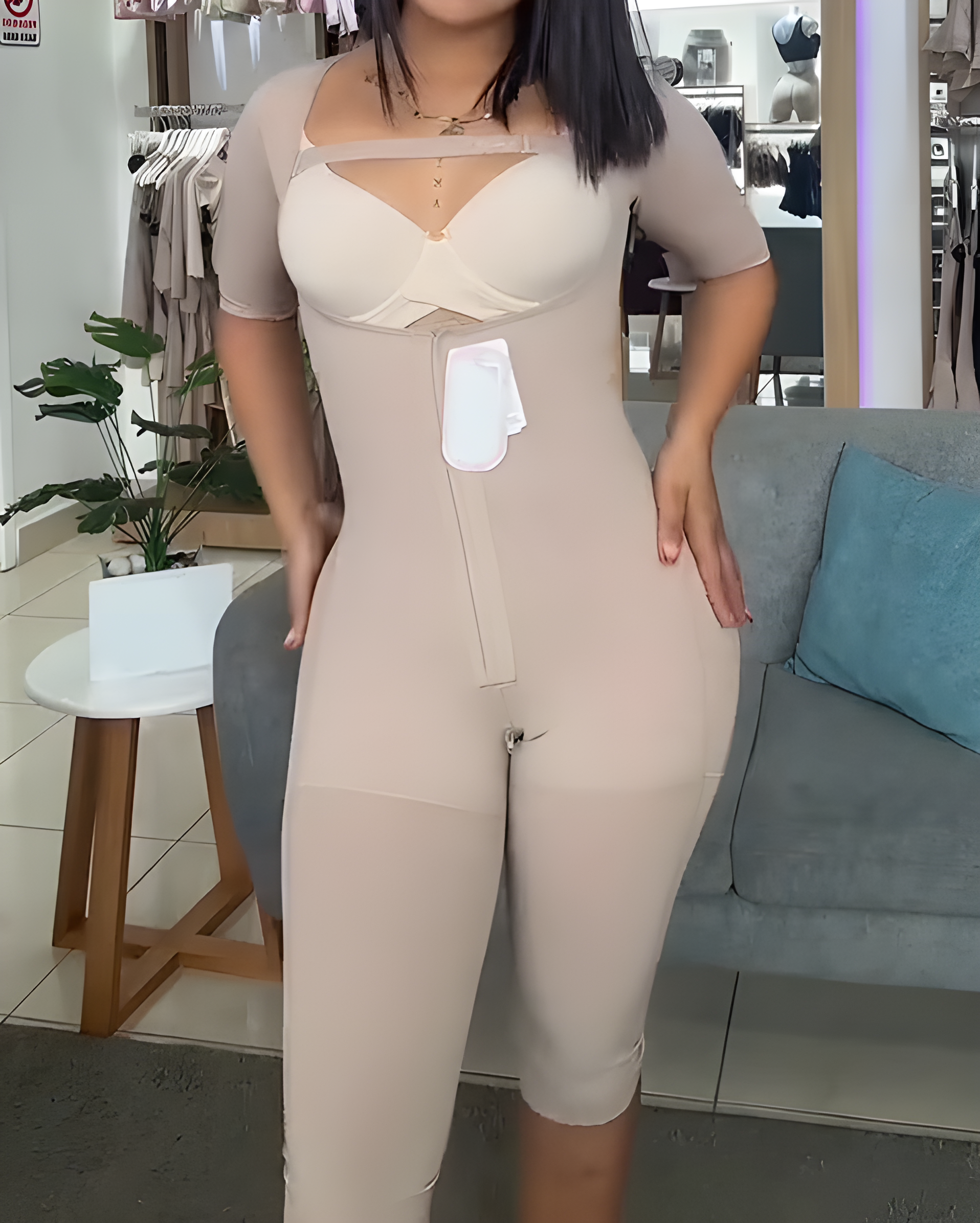 Mid-Length Sleeve Belly Shaping Body Shaper