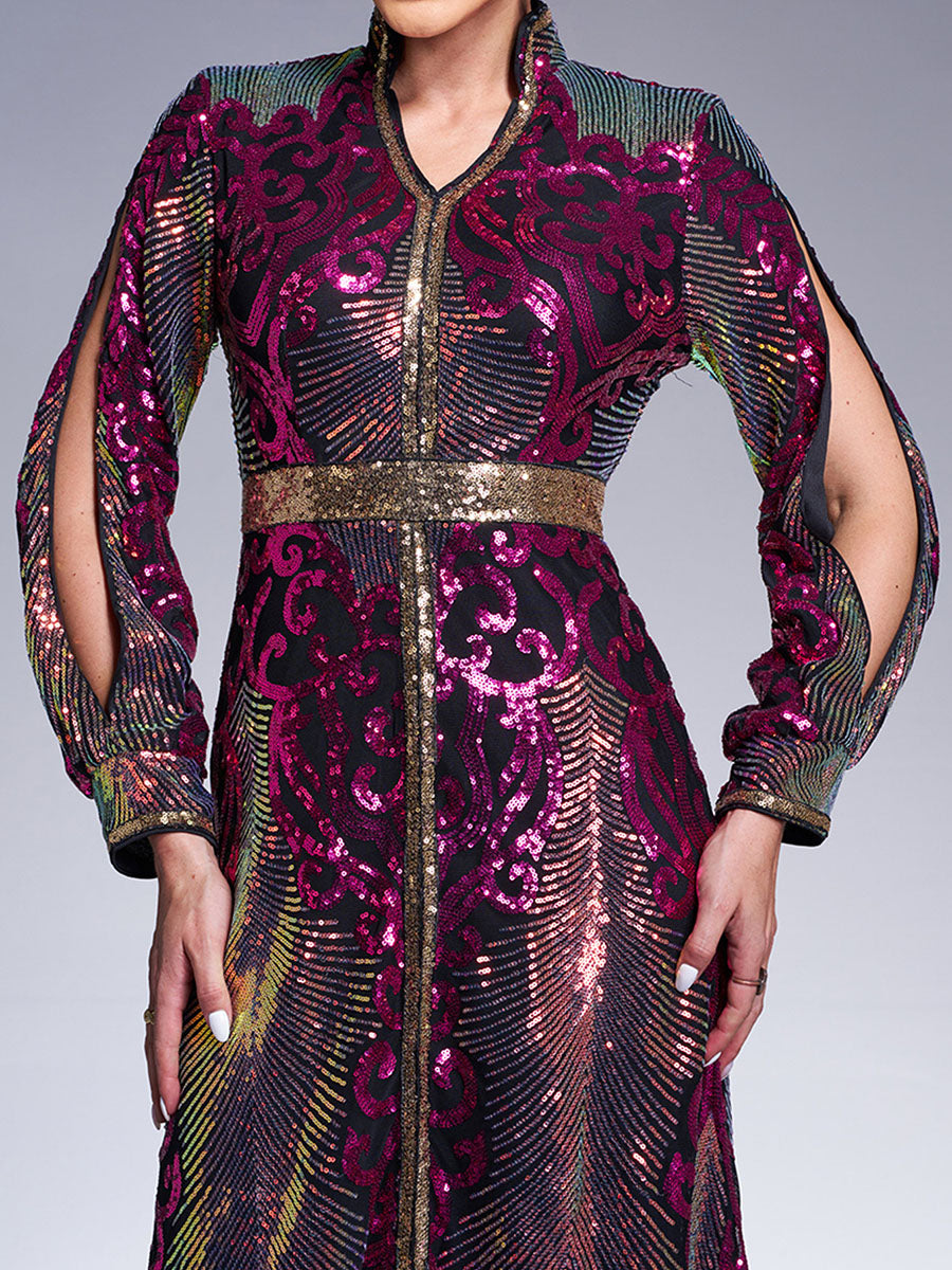 Cutout Sequin Maxi Dress