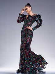 Ruffled Sequin Mermaid Formal Dress