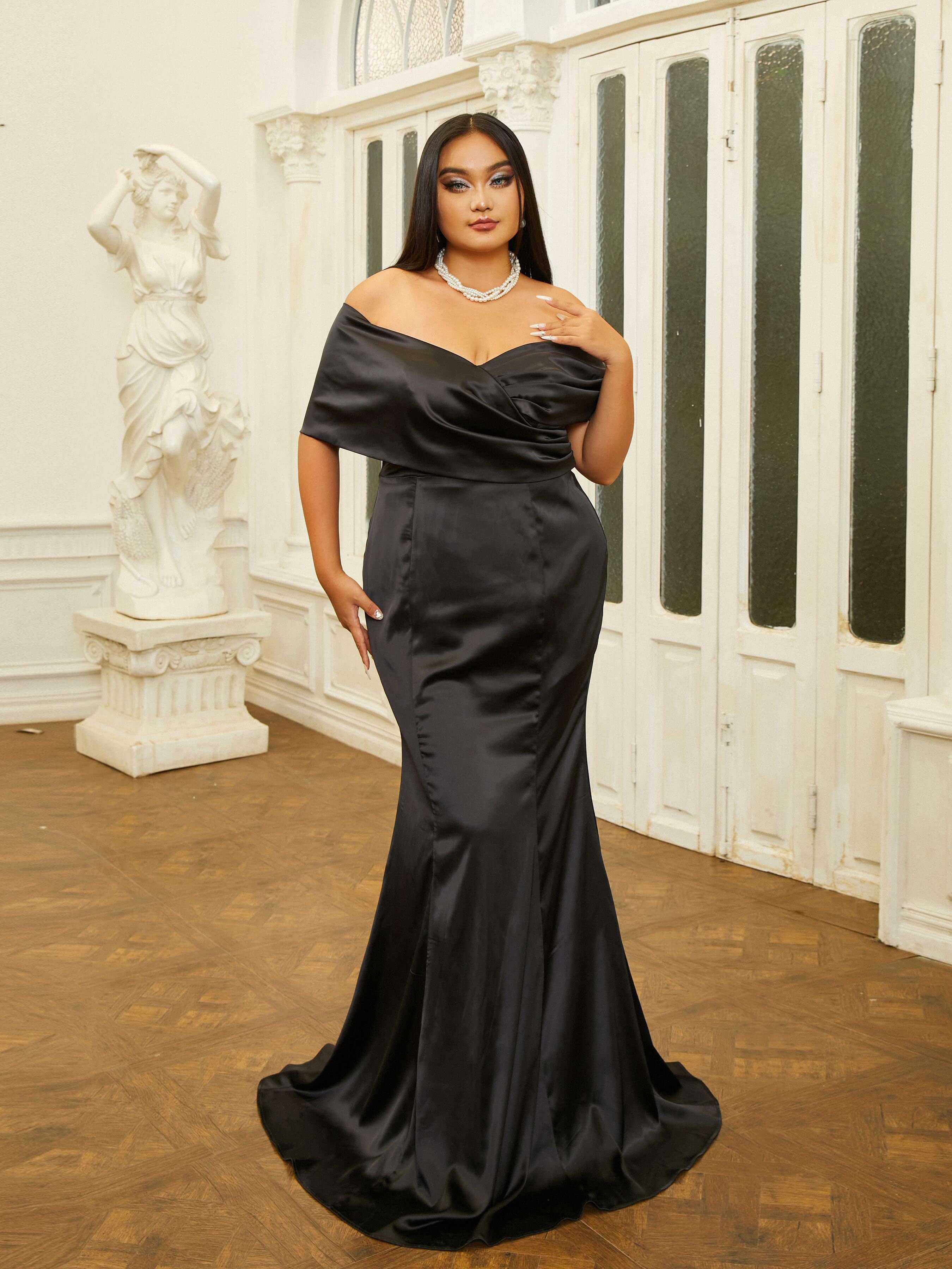 Plus Off Shoulder Mermaid Evening Dress