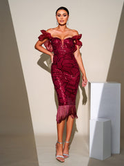Tassel Midi Sequin Dress