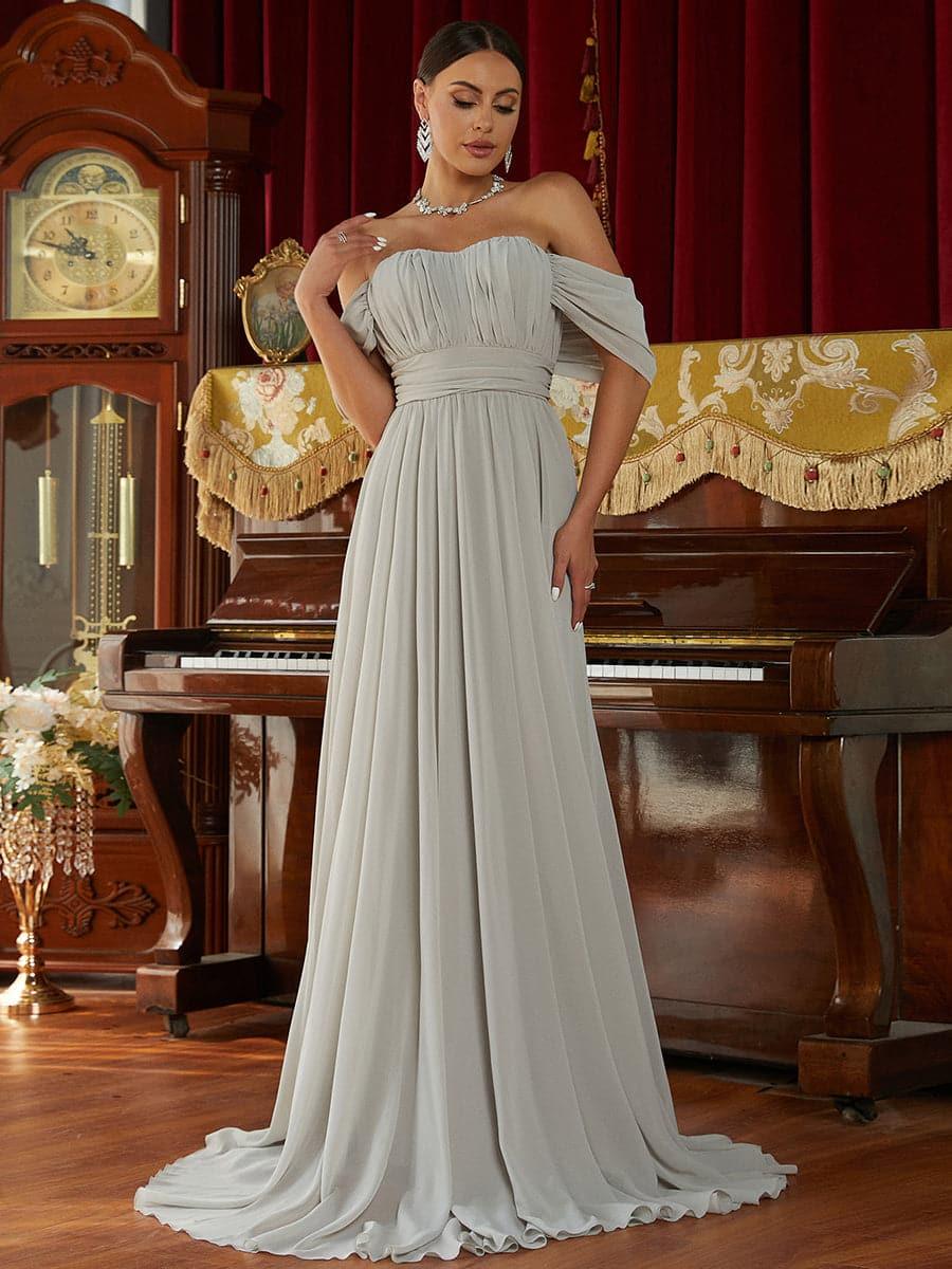 Off Shoulder Ruched Evening Dress