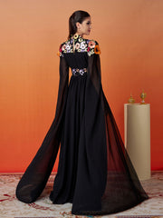 Stand Collar Embodied Tulle Dress