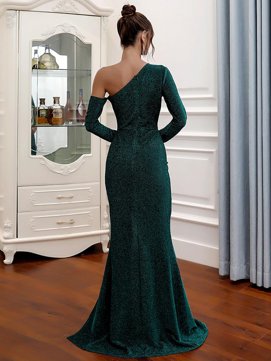 Elegant Bust Cut Out Split Sequin Prom Maxi Dress