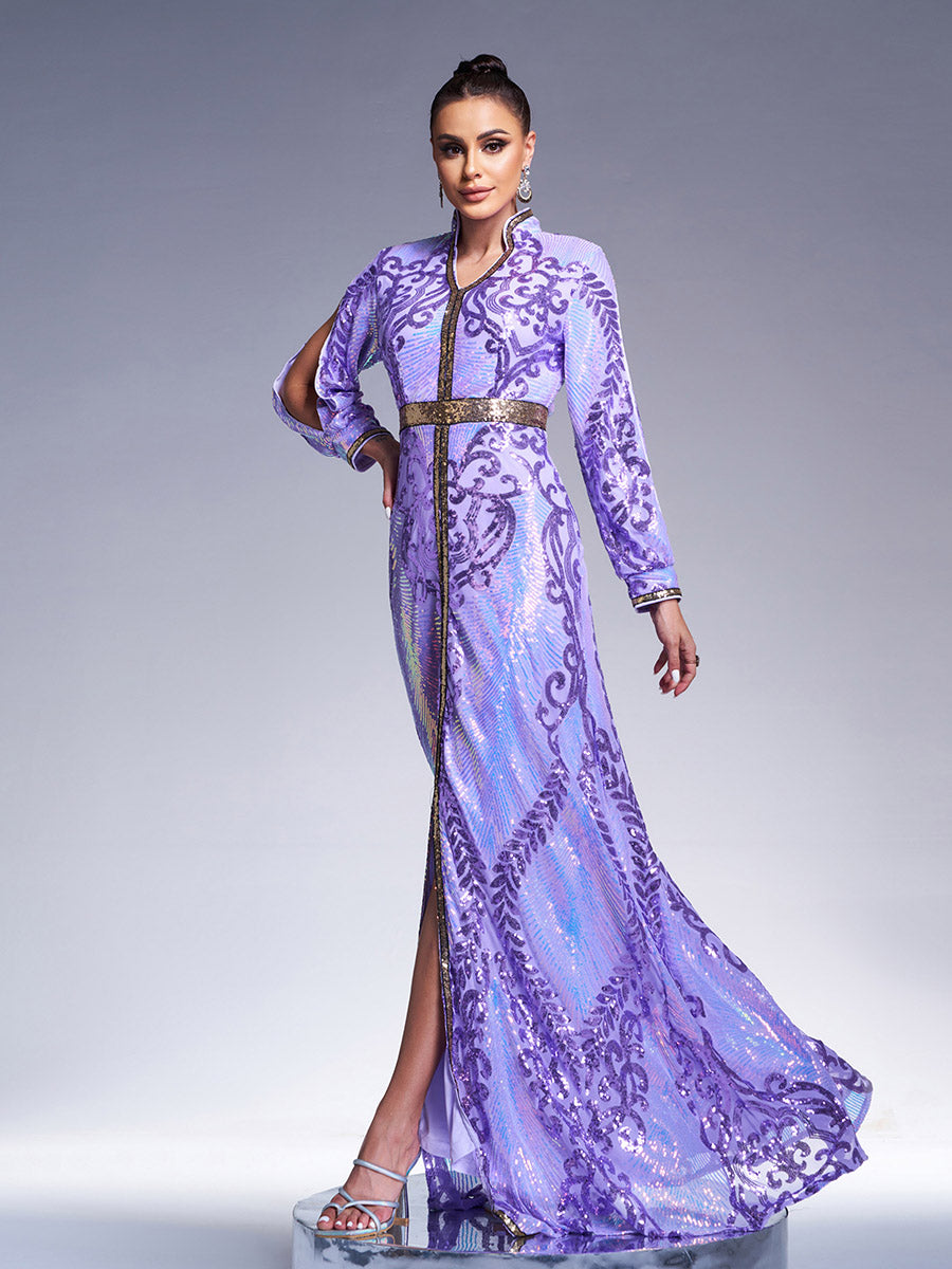 Cutout Sequin Maxi Dress