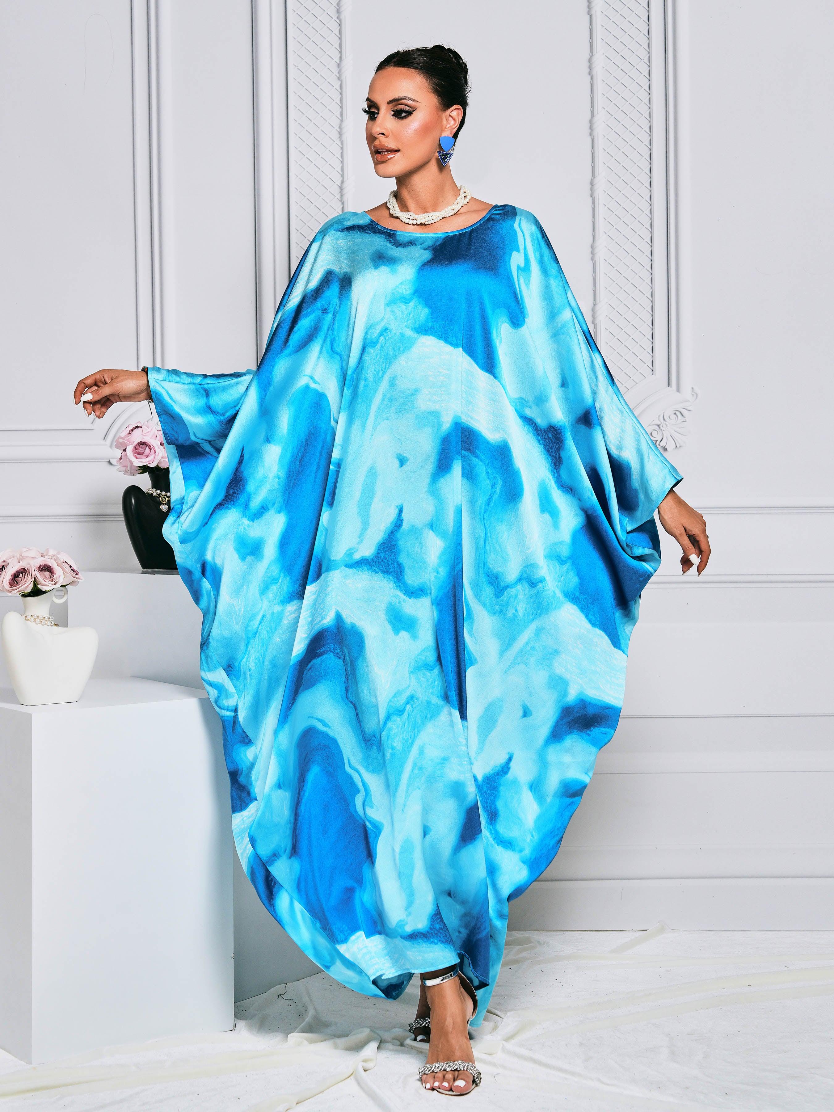 Cocoon Batwing Sleeve Tie-dye Dress