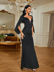 V-Neck Mermaid Cape Sleeve Dress