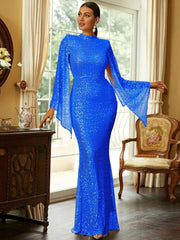 Glitter Bell Sleeve Mermaid Dress