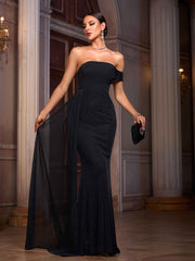 Black Off Shoulder Draped Stretchy Prom Dress SL30102