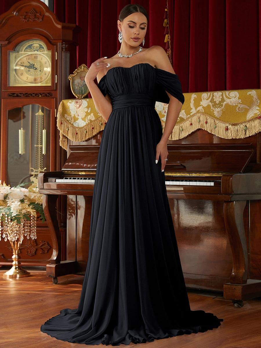Off Shoulder Ruched Evening Dress