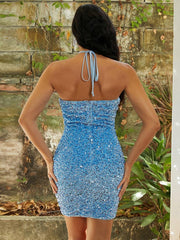 Halter Cutout Sequin Bodycon Dress