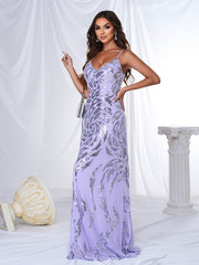 Spaghetti Straps A-line Sequin Dress