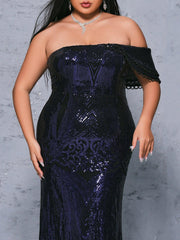 Plus Cutout One Shoulder Mermaid Sequin Dress