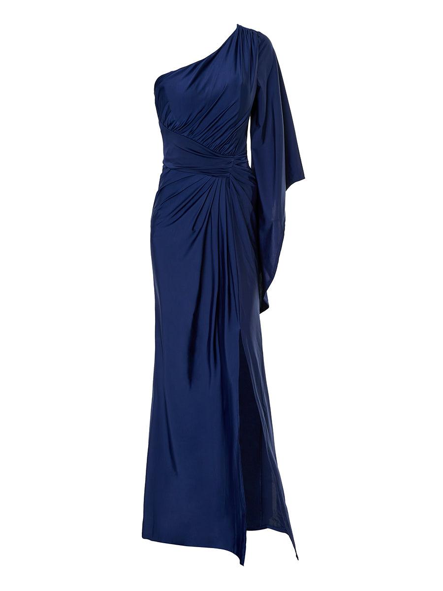 One Shoulder Split Maxi Blue Mermaid Dress