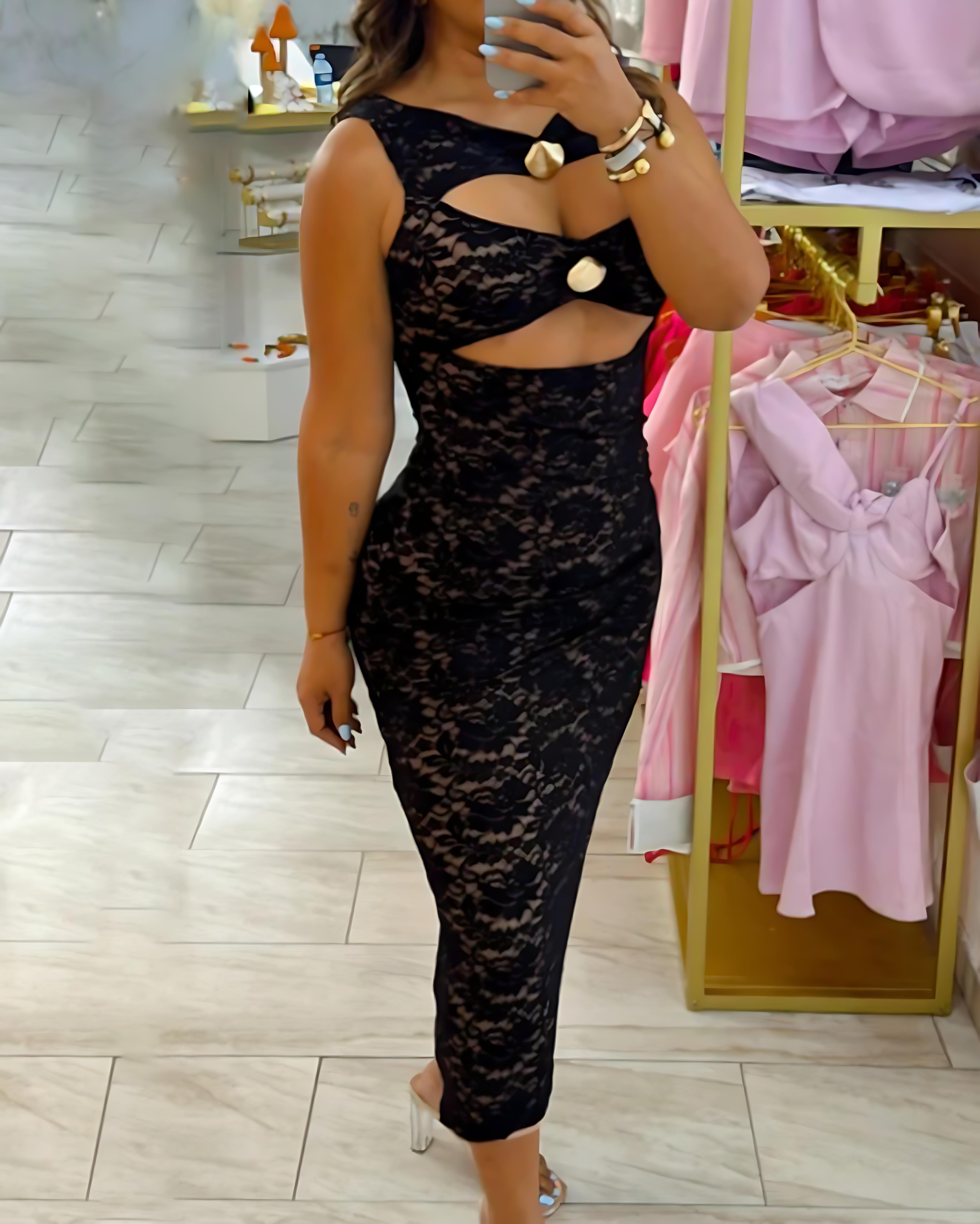 Lace Cutout Sleeveless Bodycon Dress