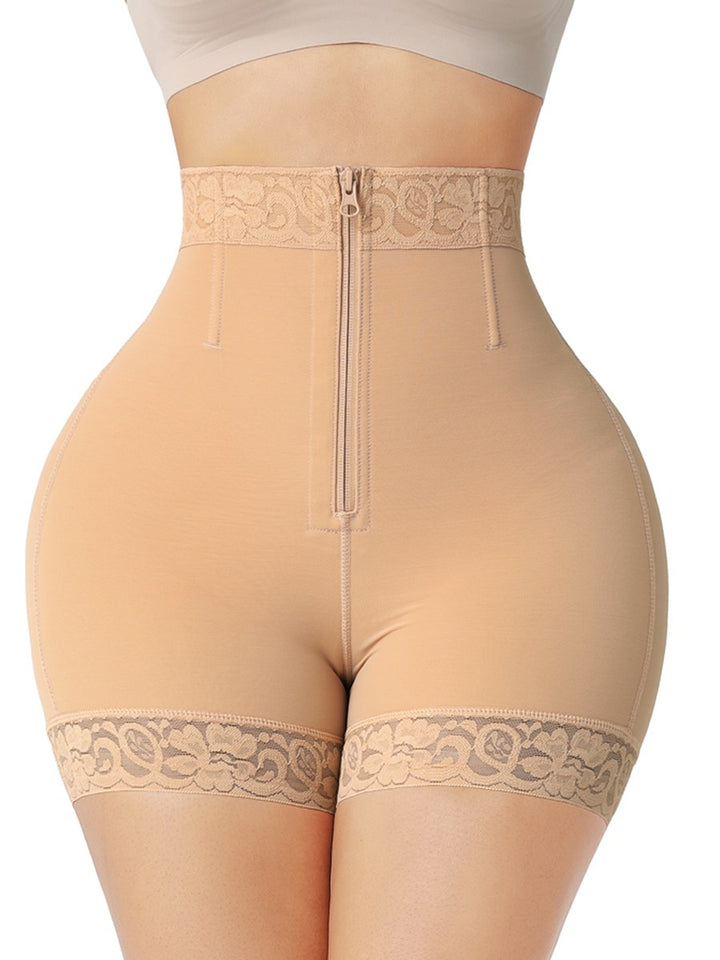 High Waist Front Zipper Butt Lifter Shorts