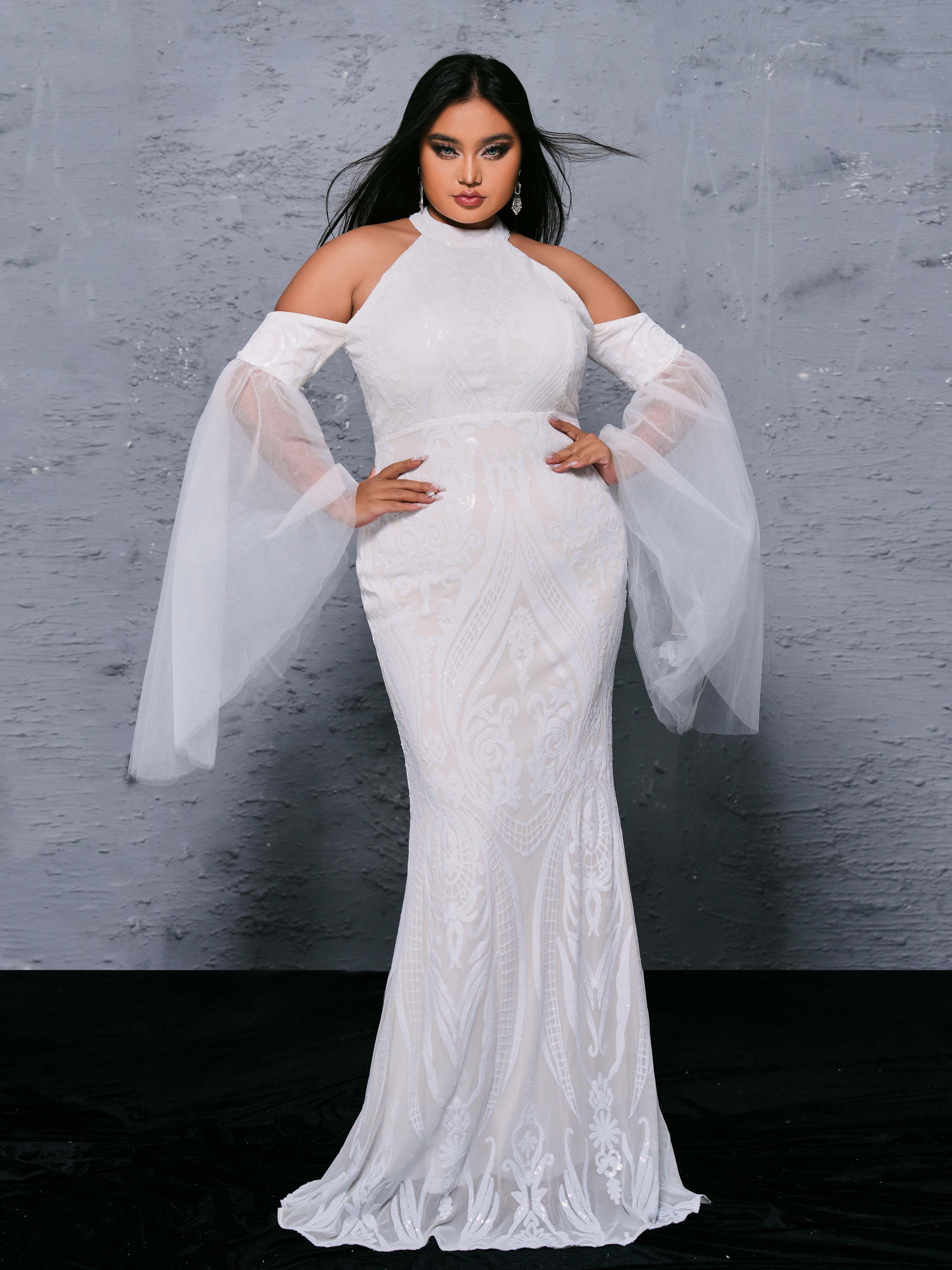 Plus Cold Shoulder Mermaid Formal Dress