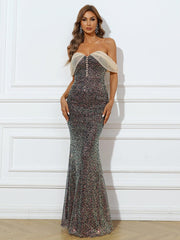 Elegant Sequin Off-Shoulder Mermaid Gown