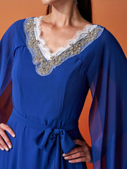 Embroidery Cape Sleeve Wedding Guest Dress