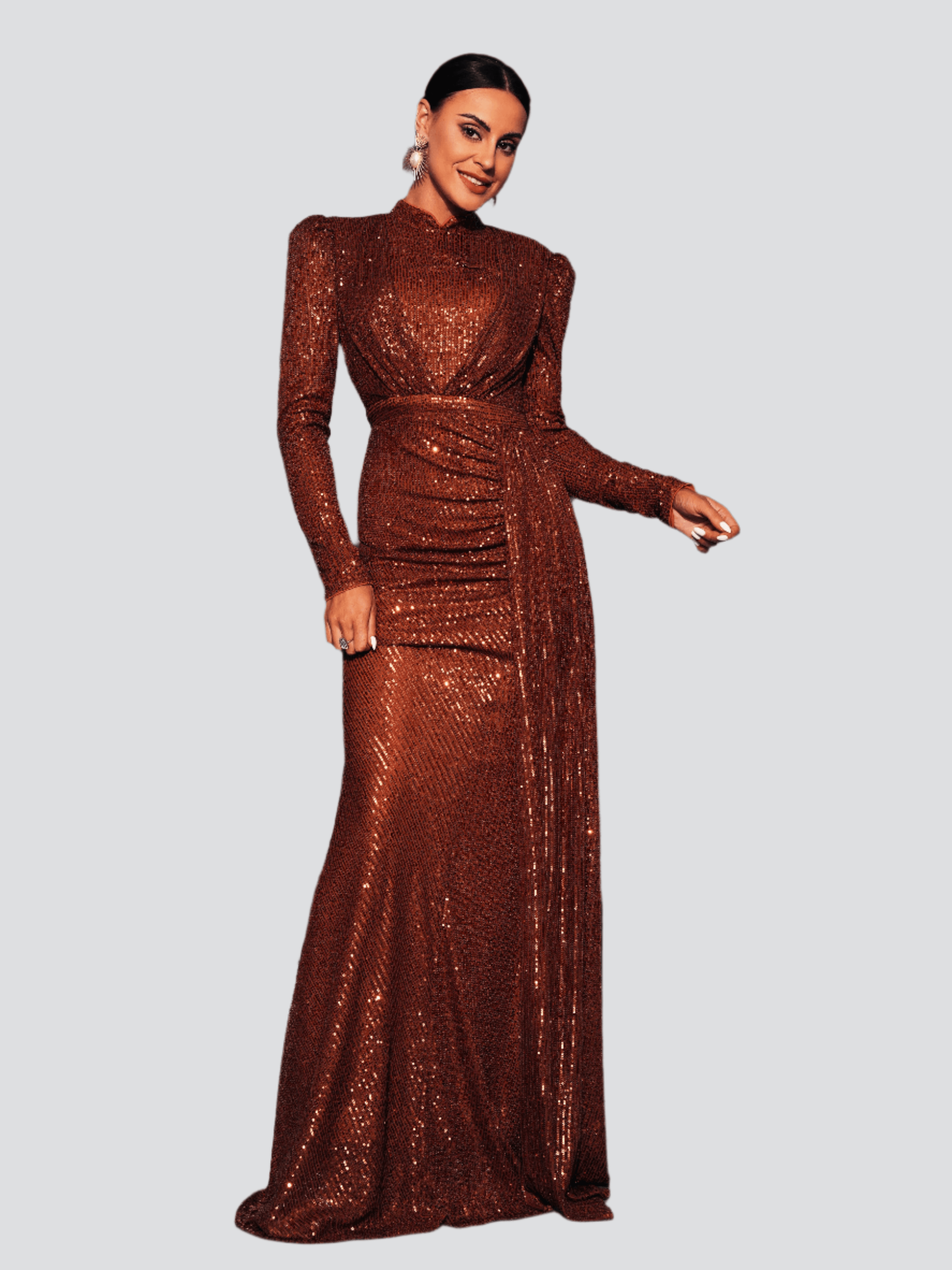 Full Cover Draped Sequin Dress