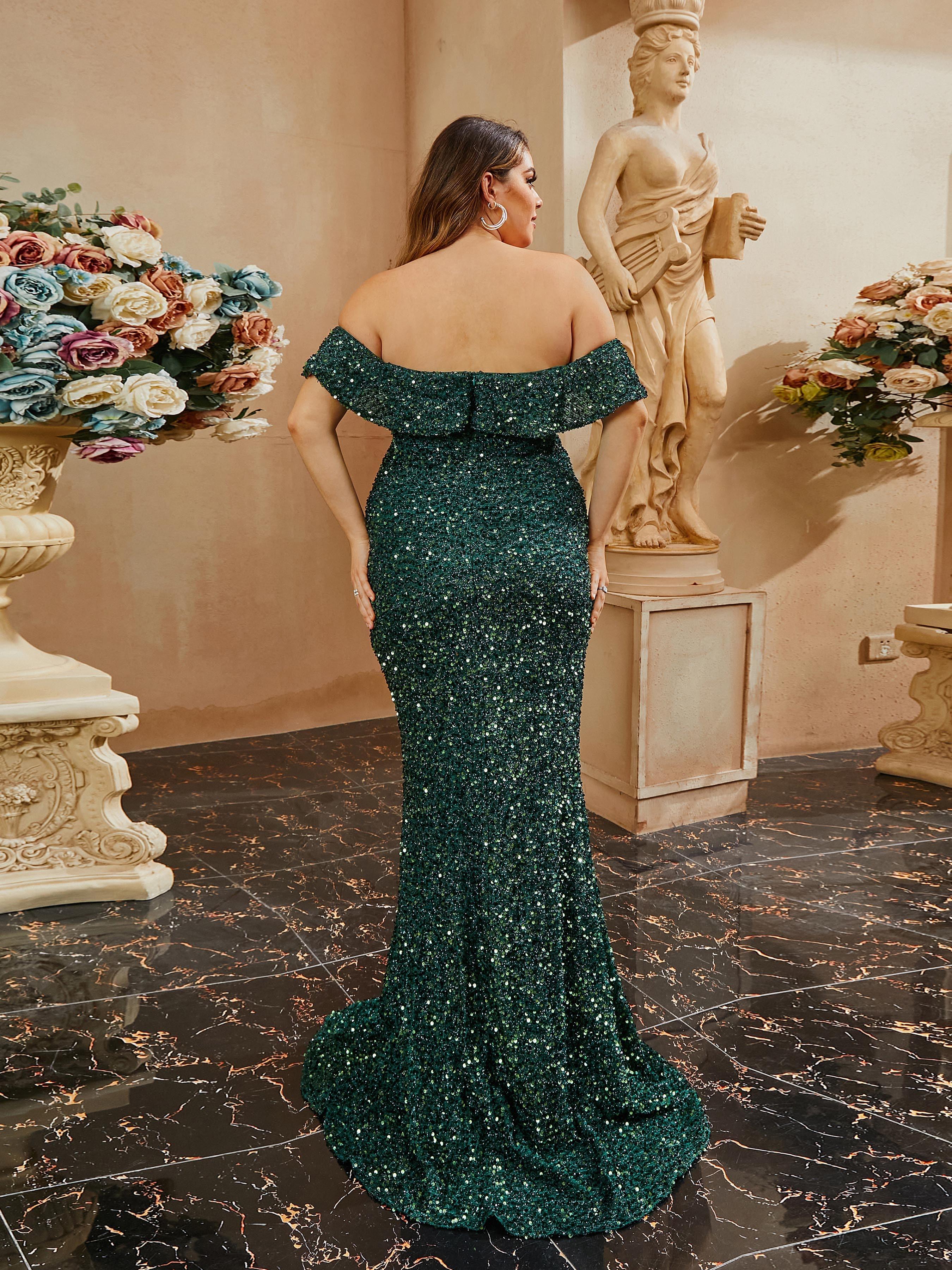Plus Off Shoulder Split Mermaid Prom Dress