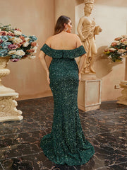 Plus Off Shoulder Split Mermaid Prom Dress