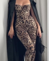 Bodycon Stretch Leopard Print Jumpsuit