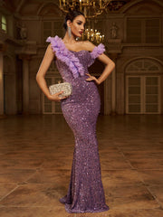 Sequin Ruffled Mermaid Evening Dress