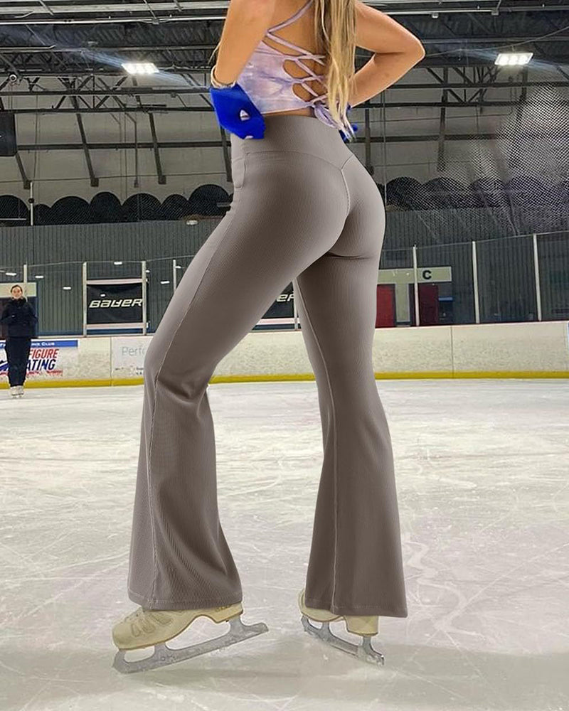 High-waisted Crossover Micro Flare Pants