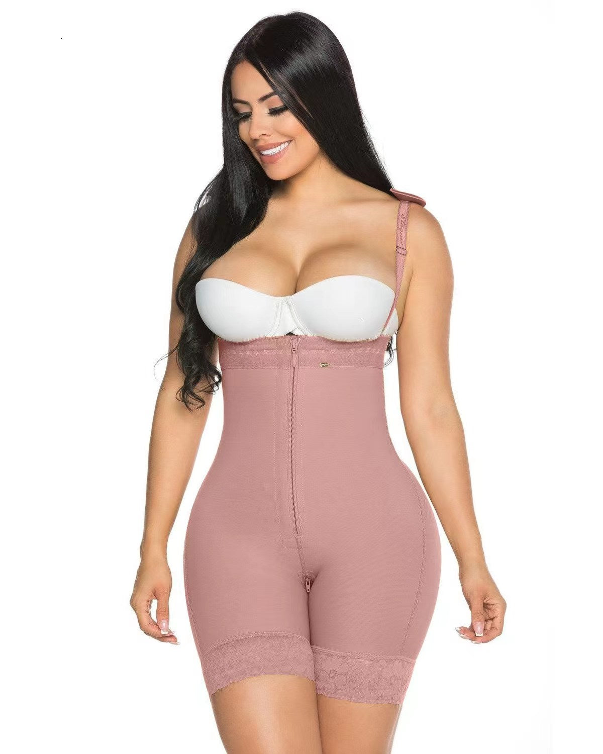 High Waisted Slimming Tummy Control Butt Lifting Zip-up Shaping Shorts