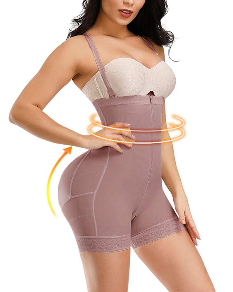 Open Bust Tummy Control Zipper Shapewear