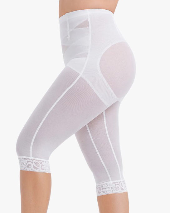 High Waist Lace Trim Sheer Mesh Shaper Pants