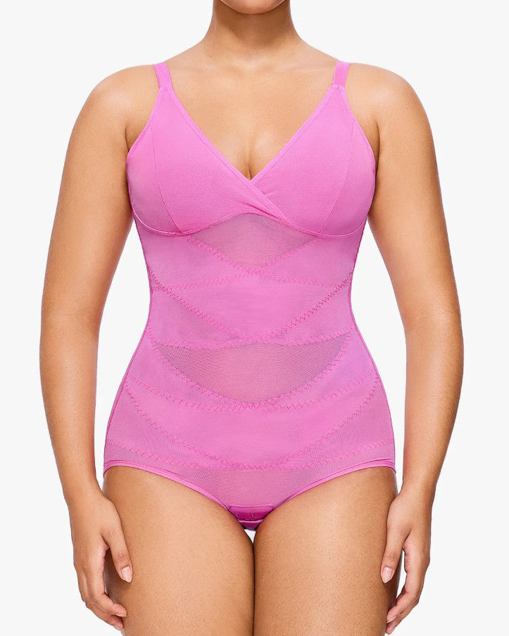 Sheer Mesh Slimming Thong Bodysuit